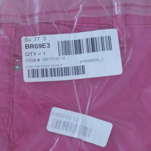 Eddie Bauer-Fuchsia Pink Shorts Flex Knit Denim Stretch Rolled- Size 12-NWT - Picture 5 of 7